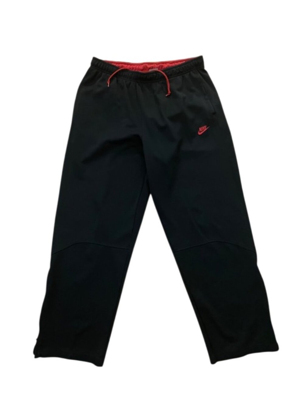 Vintage Y2K Nike Mens XL Black Red Swoosh Track Pants Ankle Zip Athletic